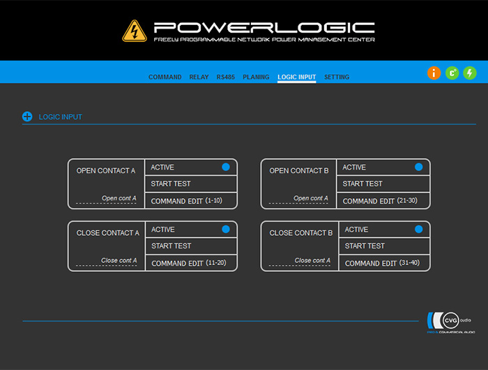 Power Logic INPUT - на каждое замыкание / размыкание для каждого из контактов имеется отдельная таблица на 10 команд для создания своего уникального сценария