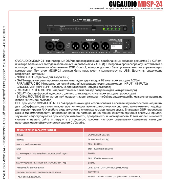 Небольшой DSP процессор CVGAUDIO MDSP-24